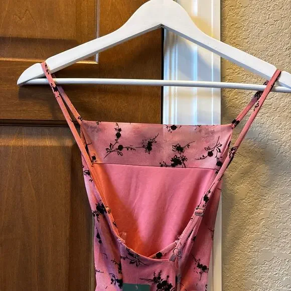 Wild‎ Fable S Crisscross Back Flocked Mesh Midi Slip Dress  Y2K Coquette Formal - Picture 8 of 9